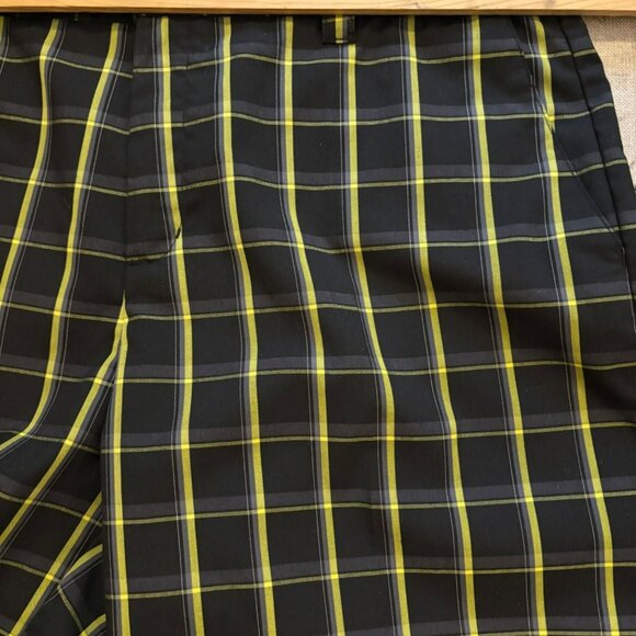 Adidas Mens Yellow & Black Plaid Golf Shorts Size 38 Polyester Blend - Picture 5 of 7